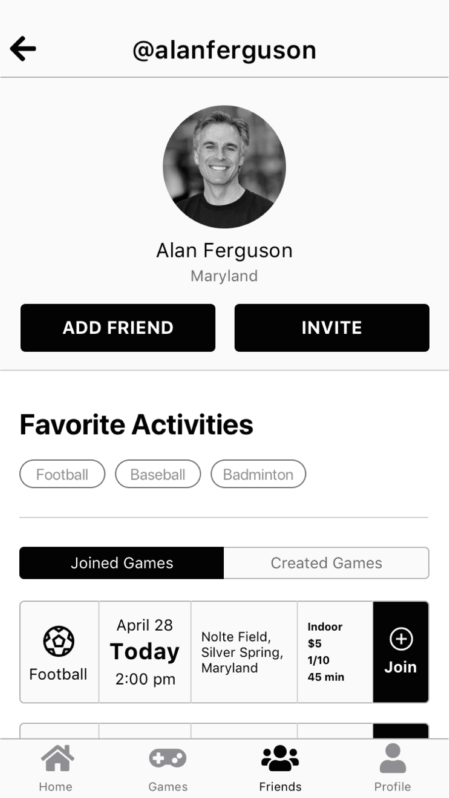 Friend profile