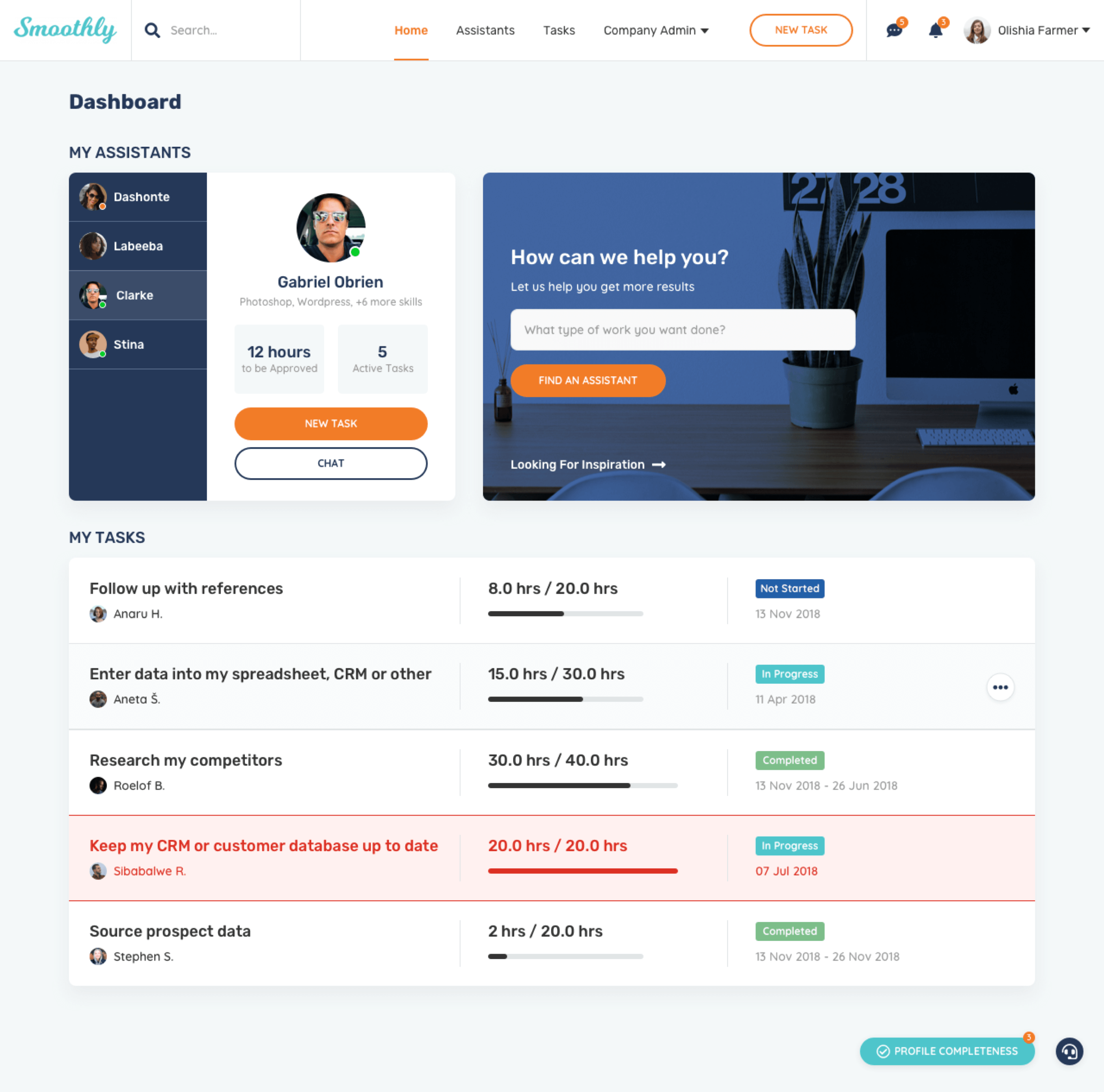 Client dashboard